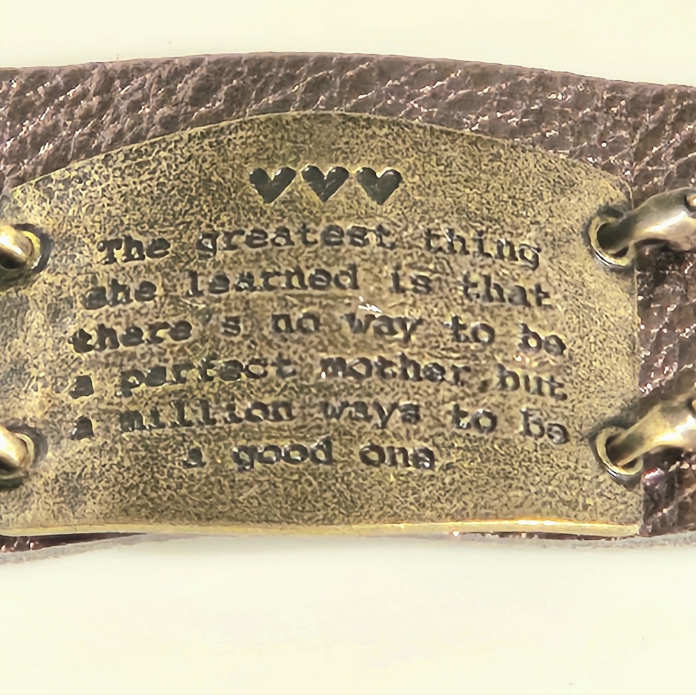 NWT - Bronze Colored Leather Bracelet with Inspirational A GOOD MOTHER Quote